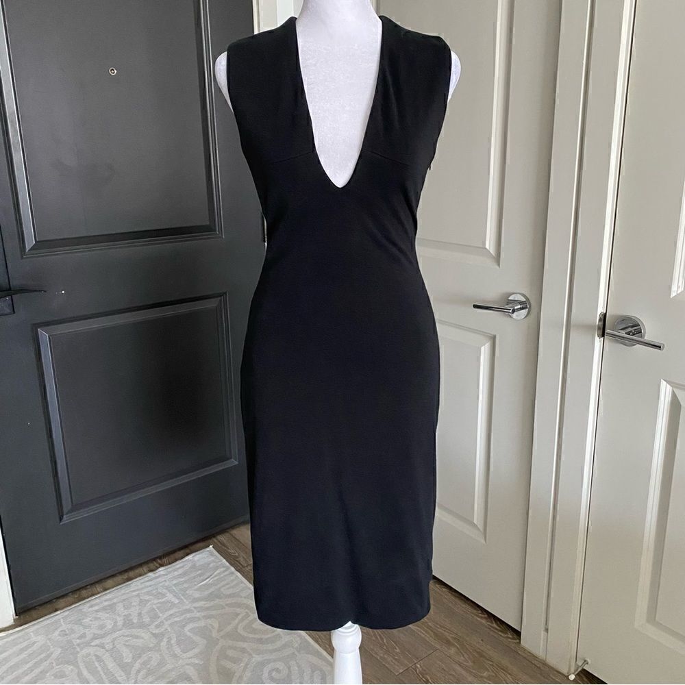 Blaque Label Black Plunge Neck Bodycon Sheath Pencil Dress Size S